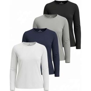 image:imageReal Essentials 4 Pack Womens UPF 50 Quick Dry Fit Sun Shirts Long Sleeve UV SPF Hiking Top Outdoor Available in PlusSet 15