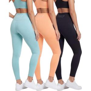 image:imageJuicy Couture Womens Leggings High Waisted Yoga Pants Tummy Control Workout Athletic Compression Running Gym PilatesSolid Black Beauty  Solid Peach Fuzz  Solid Pastel Turquoise