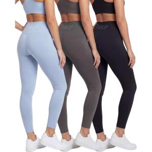 image:imageJuicy Couture Womens Leggings High Waisted Yoga Pants Tummy Control Workout Athletic Compression Running Gym PilatesSolid Black Beauty  Solid Skyway  Solid Charcoal