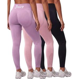 image:imageJuicy Couture Womens Seamless Leggings Yoga Pants Tummy Control High Waisted Running Gym Workout Athletic Pilates SoftSolid Black Beauty  Solid Ballet Slippers  Solid Violet Tulle