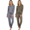 image:imageReal Essentials 2 Pack Womens Soft Pajama Set  Button Down Top and Lounge Sleep PJ Pants  Matching Sleepwear Plus SizeLong Sleeve  Set 1