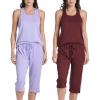 image:imageReal Essentials 2 Pack Womens Tank Top amp Capri Pajama Set  SuperSoft Sleeveless Summer Loungewear Plus Size AvailableSet 1
