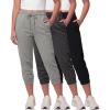 image:imageReal Essentials 3 Pack Womens Fleece Capri Joggers Athletic Lounge Gym Running Sweatpants with Pockets Available in PlusSolid Black  Charcoal Heather  Grey Heather