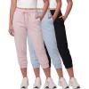 image:imageReal Essentials 3 Pack Womens Fleece Capri Joggers Athletic Lounge Gym Running Sweatpants with Pockets Available in PlusSolid Black  Solid Ballad Blue  Solid Pale Lilac