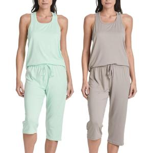 image:imageReal Essentials 2 Pack Womens Tank Top amp Capri Pajama Set  SuperSoft Sleeveless Summer Loungewear Plus Size AvailableSet 6