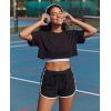 image:imageReal Essentials 3 Pack Womens Fleece Shorts Athletic Workout Running Gym Yoga Sweat Lounge with Pockets Comfy CottonSolid Black  Solid Ballad Blue  Solid Pale Lilac