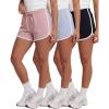image:imageReal Essentials 3 Pack Womens Fleece Shorts Athletic Workout Running Gym Yoga Sweat Lounge with Pockets Comfy CottonSolid Black  Solid Ballad Blue  Solid Pale Lilac