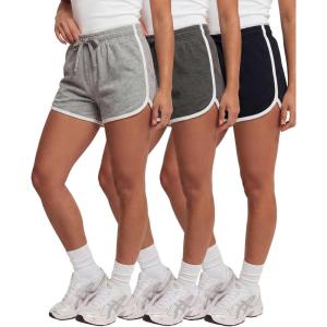 image:imageReal Essentials 3 Pack Womens Fleece Shorts Athletic Workout Running Gym Yoga Sweat Lounge with Pockets Comfy CottonSolid Black  Charcoal Heather  Grey Heather
