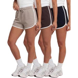 image:imageReal Essentials 3 Pack Womens Fleece Shorts Athletic Workout Running Gym Yoga Sweat Lounge with Pockets Comfy CottonSolid Black  Solid Chocolate Torte  Solid Moonbeam
