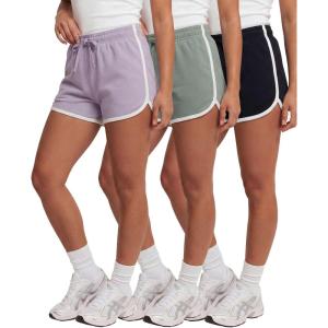 image:imageReal Essentials 3 Pack Womens Fleece Shorts Athletic Workout Running Gym Yoga Sweat Lounge with Pockets Comfy CottonSolid Black  Solid Iceberg Green  Solid Orchid Petal