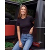 image:imageReal Essentials 3 Pack Womens Cropped Cap Sleeve Ribbed Cotton T Shirts Crop Tops Crew Neck Tees Casual Summer Spring TopsSolid Black  Grey Heather  Solid Bright White
