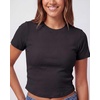 image:imageReal Essentials 3 Pack Womens Cropped Cap Sleeve Ribbed Cotton T Shirts Crop Tops Crew Neck Tees Casual Summer Spring TopsSolid Black  Solid Black  Solid Black
