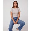image:imageReal Essentials 3 Pack Womens Cropped Cap Sleeve Ribbed Cotton T Shirts Crop Tops Crew Neck Tees Casual Summer Spring TopsSolid Black  Solid Chocolate Torte  Solid Moonbeam