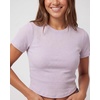 image:imageReal Essentials 3 Pack Womens Cropped Cap Sleeve Ribbed Cotton T Shirts Crop Tops Crew Neck Tees Casual Summer Spring TopsSolid Black  Solid Iceberg Green  Solid Orchid Petal