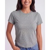 image:imageReal Essentials 3 Pack Womens Cropped Cap Sleeve T Shirts Cotton Crew Neck Short Sleeve Tees Casual Going Out Summer TopsSolid Black  Grey Heather  Solid Bright White