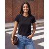 image:imageReal Essentials 3 Pack Womens Cropped Cap Sleeve T Shirts Cotton Crew Neck Short Sleeve Tees Casual Going Out Summer TopsSolid Black  Grey Heather  Solid Bright White