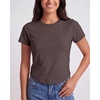 image:imageReal Essentials 3 Pack Womens Cropped Cap Sleeve T Shirts Cotton Crew Neck Short Sleeve Tees Casual Going Out Summer TopsSolid Black  Solid Chocolate Torte  Solid Moonbeam