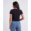 image:imageReal Essentials 3 Pack Womens Cropped Cap Sleeve T Shirts Cotton Crew Neck Short Sleeve Tees Casual Going Out Summer TopsSolid Black  Solid Navy Blazer  Charcoal Heather