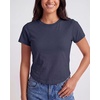 image:imageReal Essentials 3 Pack Womens Cropped Cap Sleeve T Shirts Cotton Crew Neck Short Sleeve Tees Casual Going Out Summer TopsSolid Black  Solid Navy Blazer  Charcoal Heather