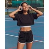 image:imageReal Essentials 3 Pack Womens Fleece Dolphin Shorts Athletic Workout Running Gym Yoga Sweat Lounge ComfySolid Black  Solid Navy Blazer  Charcoal Heather
