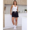 image:imageReal Essentials 3 Pack Womens Fleece Lounge Shorts Athletic Workout Gym Sweat Sleep Casual Comfy with PocketsSolid Black  Charcoal Heather  Grey Heather