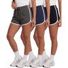 image:imageReal Essentials 3 Pack Womens Fleece Dolphin Shorts Athletic Workout Running Gym Yoga Sweat Lounge ComfySolid Black  Solid Navy Blazer  Charcoal Heather
