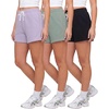image:imageReal Essentials 3 Pack Womens Fleece Lounge Shorts Athletic Workout Gym Sweat Sleep Casual Comfy with PocketsSolid Black  Solid Iceberg Green  Solid Orchid Petal