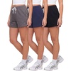 image:imageReal Essentials 3 Pack Womens Fleece Lounge Shorts Athletic Workout Gym Sweat Sleep Casual Comfy with PocketsSolid Black  Solid Navy Blazer  Charcoal Heather