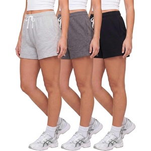 image:imageReal Essentials 3 Pack Womens Fleece Lounge Shorts Athletic Workout Gym Sweat Sleep Casual Comfy with PocketsSolid Black  Charcoal Heather  Grey Heather
