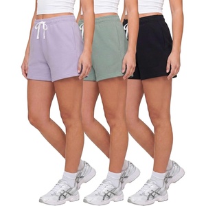 image:imageReal Essentials 3 Pack Womens Fleece Lounge Shorts Athletic Workout Gym Sweat Sleep Casual Comfy with PocketsSolid Black  Solid Iceberg Green  Solid Orchid Petal