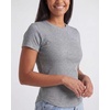 image:imageReal Essentials 3 Pack Womens Ribbed Cotton T Shirts Short Sleeve Crew Neck Soft Stretchy Tees Casual Summer Spring TopsSolid Black  Grey Heather  Solid Bright White