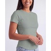 image:imageReal Essentials 3 Pack Womens Ribbed Cotton T Shirts Short Sleeve Crew Neck Soft Stretchy Tees Casual Summer Spring TopsSolid Black  Solid Iceberg Green  Solid Orchid Petal