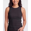 image:imageReal Essentials 3 Pack Womens Ribbed Cotton Tank Tops Sleeveless Crew Neck Stretchy Casual Summer Spring Basic Trendy TopsSolid Black  Solid Black  Solid Black