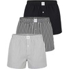image:imageReal Essentials 3 Pack Mens Woven Cotton Poplin Lounge Shorts Sleep Casual Comfy Loose Fit Elastic Waist PJ Bottoms PocketsSolid Black  Black Stripe  Ultimate Grey Stripe