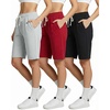 image:imageReal Essentials 3 Pack Womens Cotton Terry Jersey 9 Bermuda Shorts PocketsCasual Lounge Yoga Available in Plus SizeSet 8