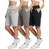 image:imageReal Essentials 3 Pack Womens Cotton Terry Jersey 9 Bermuda Shorts PocketsCasual Lounge Yoga Available in Plus SizeSet 9