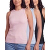 image:imageReal Essentials 3 Pack Womens Ribbed Cotton Tank Tops Sleeveless Crew Neck Stretchy Casual Summer Spring Basic Trendy TopsSolid Black  Solid Ballad Blue  Solid Pale Lilac