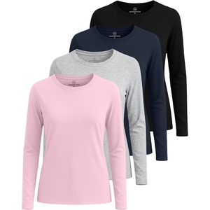 image:imageReal Essentials 4 Pack Womens Cotton ClassicFit LongSleeve Crewneck TShirt Available in Plus SizeSet 15