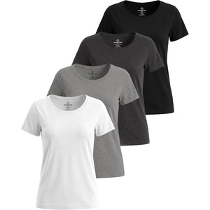 image:imageReal Essentials 4 Pack Womens Cotton Short Sleeve TShirt  Casual Scoop Crew Neck Tops Tee Available in Plus SizeSet 15