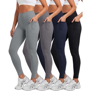 image:imageReal Essentials 4 Pack Womens Full Length Fitted Athletic Yoga Performance Leggings with Pockets Available in Plus SizeSet 11