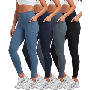image:imageReal Essentials 4 Pack Womens Full Length Fitted Athletic Yoga Performance Leggings with Pockets Available in Plus SizeSet 13