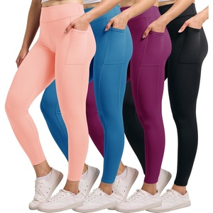 image:imageReal Essentials 4 Pack Womens Full Length Fitted Athletic Yoga Performance Leggings with Pockets Available in Plus SizeSet 5