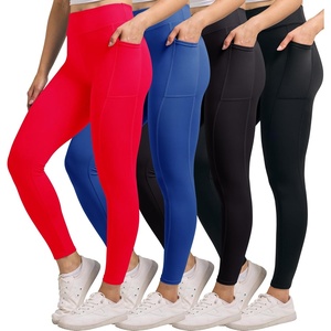image:imageReal Essentials 4 Pack Womens Full Length Fitted Athletic Yoga Performance Leggings with Pockets Available in Plus SizeSet 8