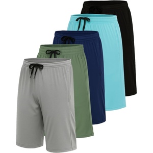 image:imageReal Essentials 5 Pack Boys Dry Fit Basketball Shorts for Youth Kids Teens  Athletic Running Soccer Sports with PocketsSet L