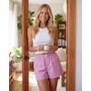 image:imageReal Essentials 3 Pack Womens Woven Lounge Boxer Shorts Casual Sleep Comfy Elastic Waist Loose Fit PJ Bottoms with PocketsCharcoal Art Stripe  Moonlight Mauve Stripe  Transparent Yellow Stripe