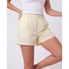 image:imageReal Essentials 3 Pack Womens Woven Lounge Boxer Shorts Casual Sleep Comfy Elastic Waist Loose Fit PJ Bottoms with PocketsCharcoal Art Stripe  Moonlight Mauve Stripe  Transparent Yellow Stripe