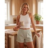 image:imageReal Essentials 3 Pack Womens Woven Lounge Boxer Shorts Casual Sleep Comfy Elastic Waist Loose Fit PJ Bottoms with PocketsIceberg Green Stripe  Orchid Petal Stripe  Bright White Stripe