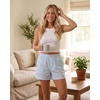 image:imageReal Essentials 3 Pack Womens Woven Lounge Boxer Shorts Casual Sleep Comfy Elastic Waist Loose Fit PJ Bottoms with PocketsMagano Calcite Stripe  Clear Sky Stripe  Pale Lilac Mini Stripe