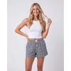 image:imageReal Essentials 3 Pack Womens Woven Lounge Boxer Shorts Casual Sleep Comfy Elastic Waist Loose Fit PJ Bottoms with PocketsQuiet Shade Stripe  Vintage Indigo Plaid  Ballad Blue Check