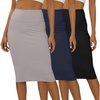 image:imageReal Essentials 3 Pack Womens Soft Midi Skirt  High Waisted Pencil Work Office Business Casual Skirts with Back Slit PlusSet 9